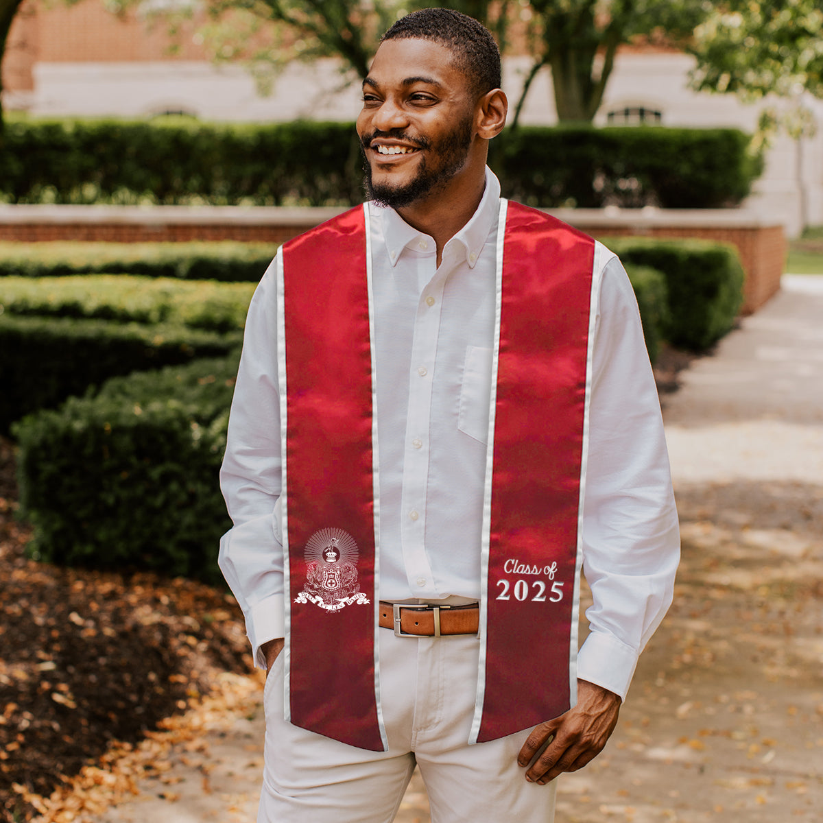 New! Kappa Alpha Trimmed Graduation Stole with Embroidered Crest