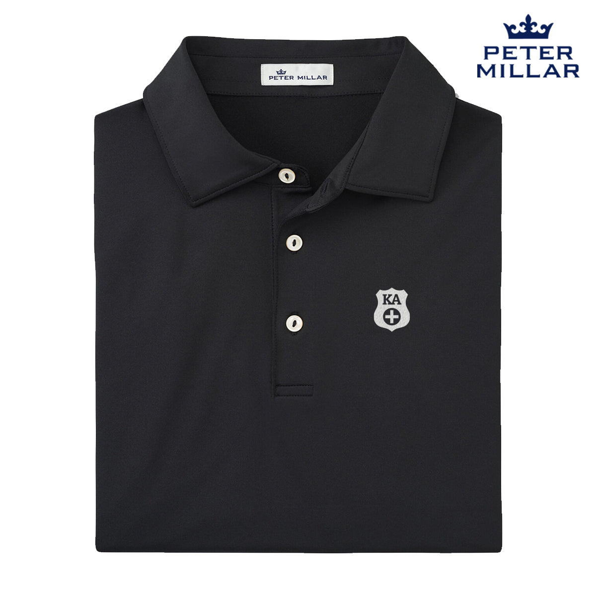 New! Kappa Alpha Peter Millar Black Polo With Symbol