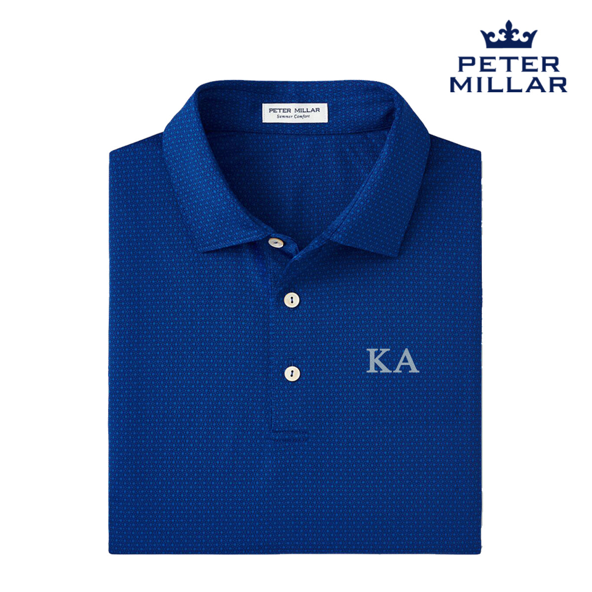 New! Kappa Alpha Peter Millar Tesseract Patterned Polo With Greek Letters