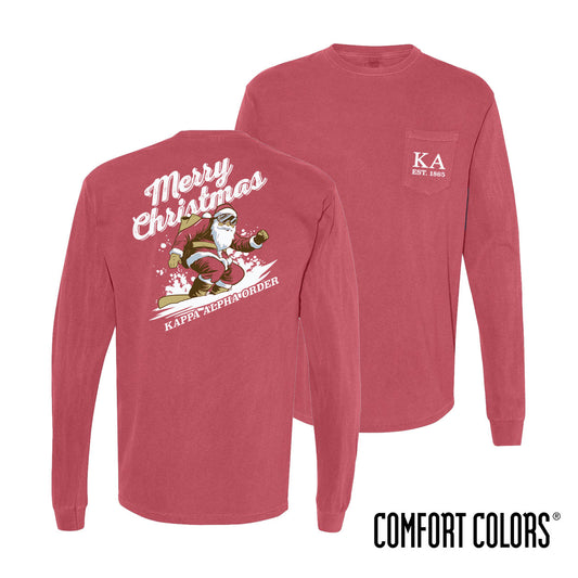 New! Kappa Alpha Comfort Colors Holiday Shredding Santa Long Sleeve Tee