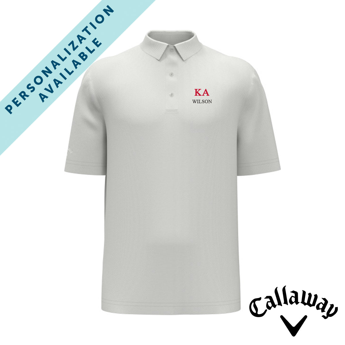 New! Kappa Alpha White Callaway Greek Letter Golf Polo