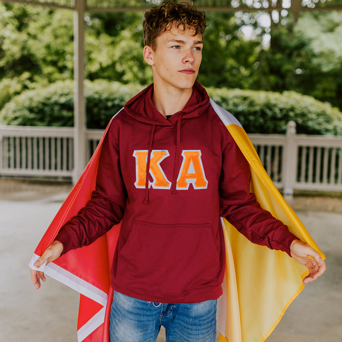 Kappa Alpha Maroon Hoodie with Sewn On Letters Kappa Alpha Order